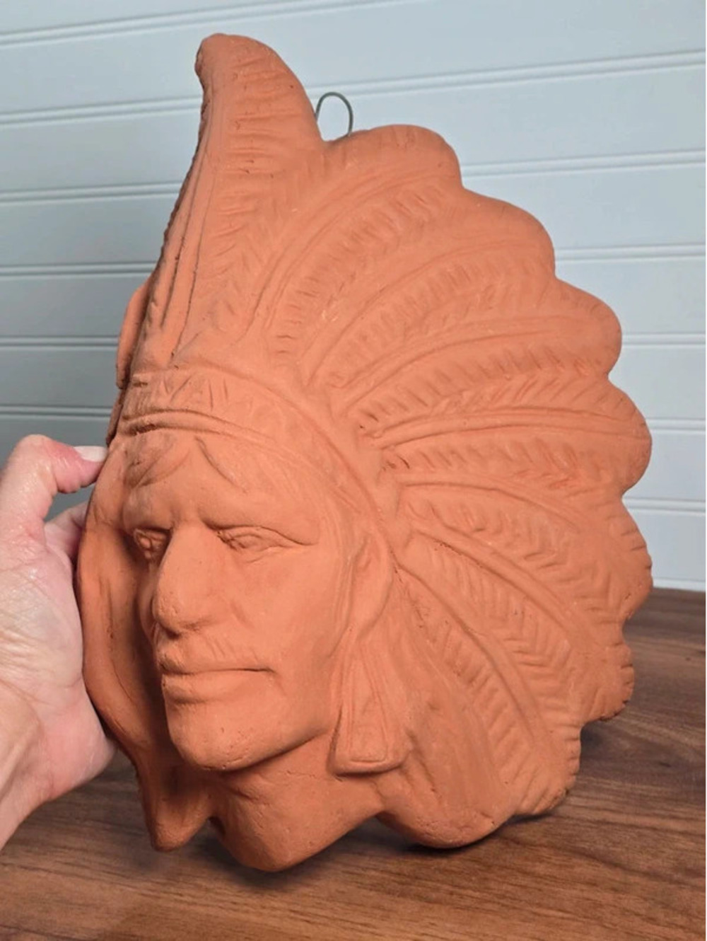 Vintage Terracotta Native American Chief Wall Plaque Southwestern Decor